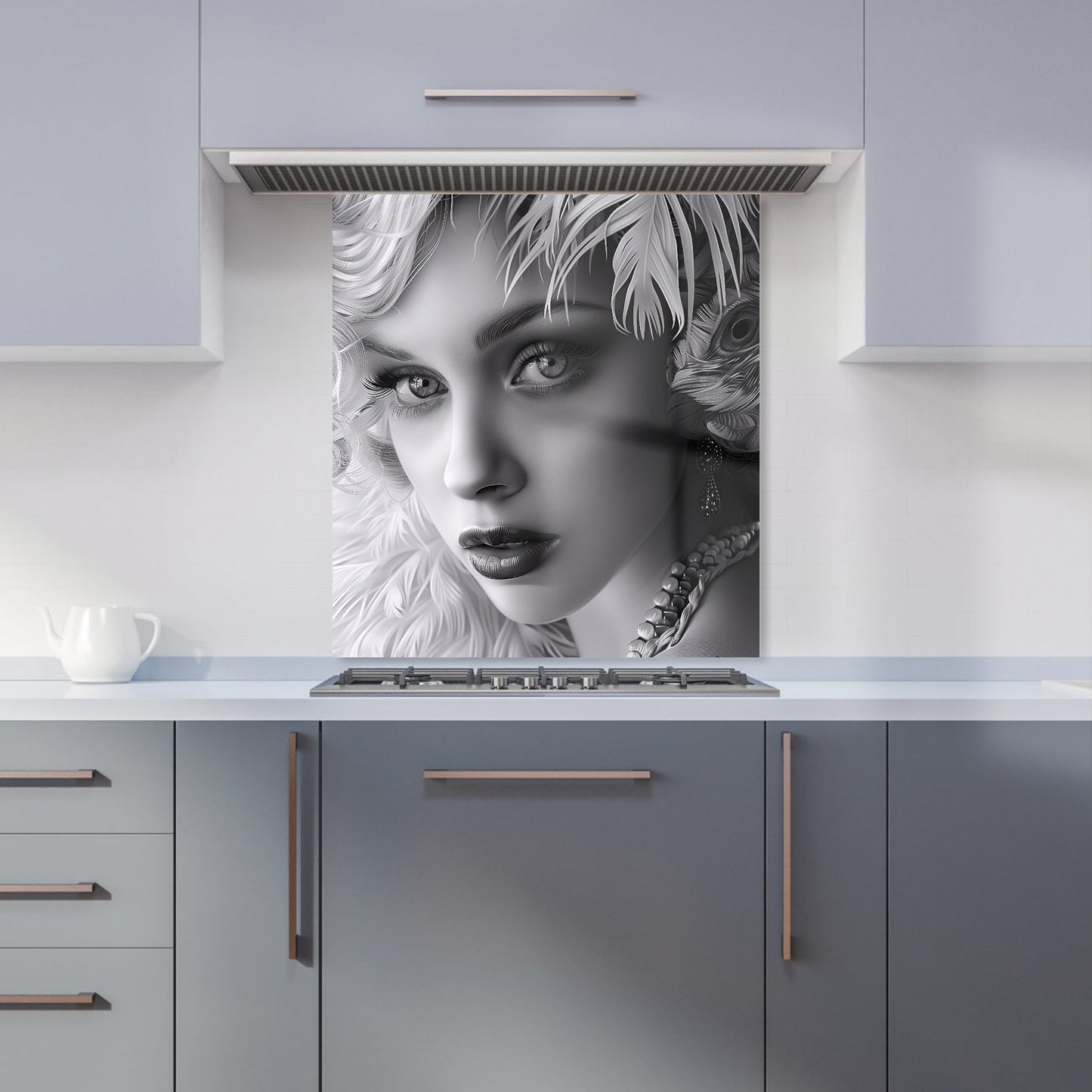 Glamorous Monochrome Diva Kitchen Splashback