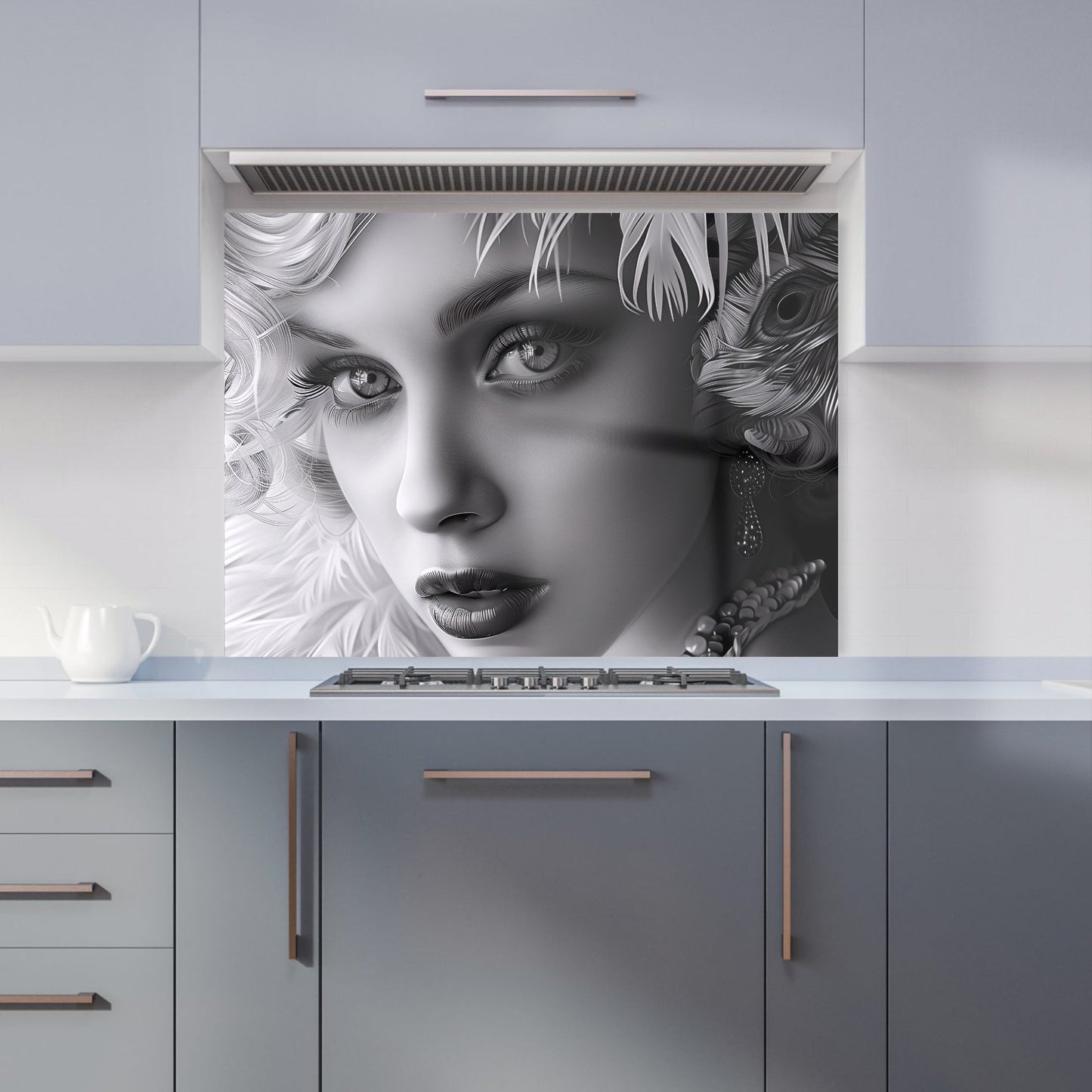 Glamorous Monochrome Diva Kitchen Splashback