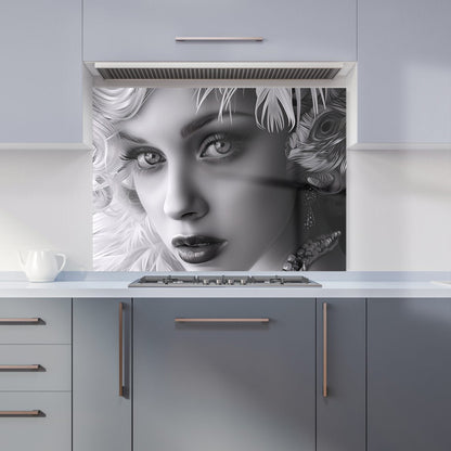 Glamorous Monochrome Diva Kitchen Splashback