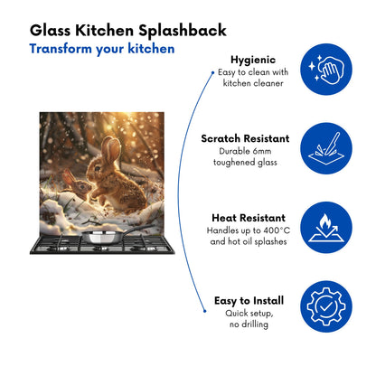 Winter Woodland Rabbits Kitchen Splashback