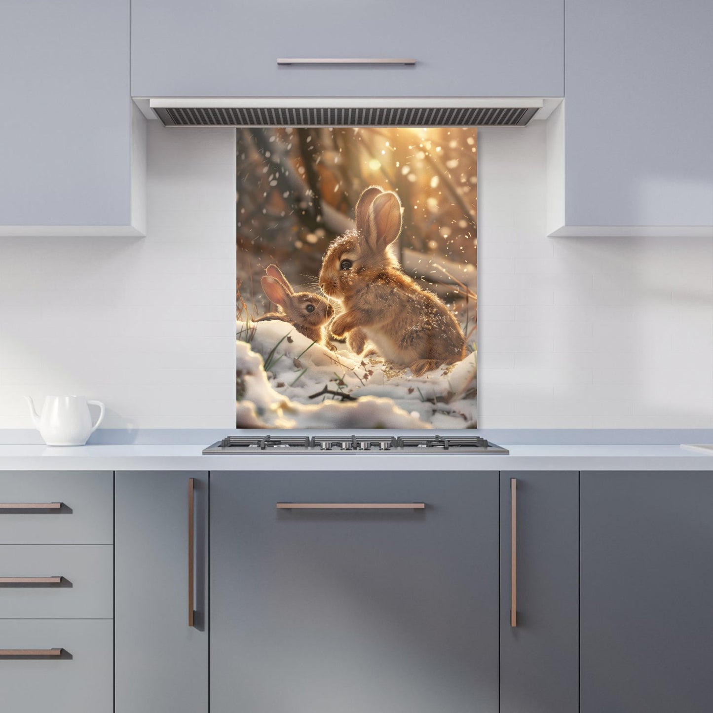 Winter Woodland Rabbits Kitchen Splashback