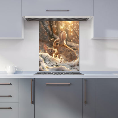 Winter Woodland Rabbits Kitchen Splashback
