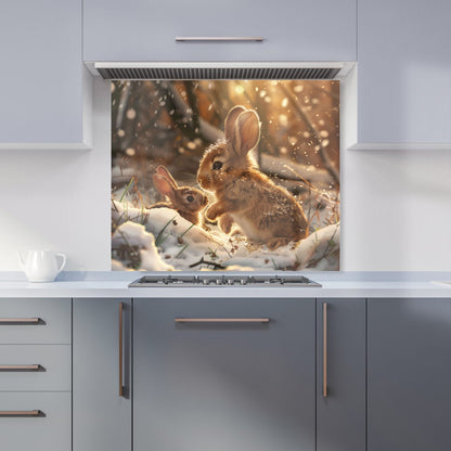 Winter Woodland Rabbits Kitchen Splashback