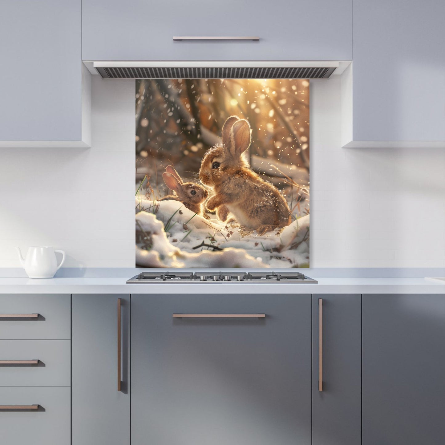 Winter Woodland Rabbits Kitchen Splashback