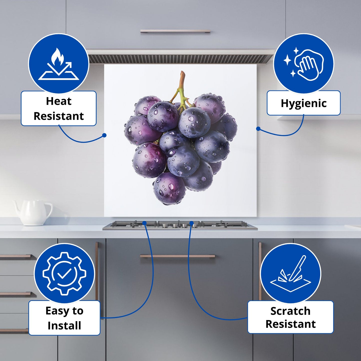 Glistening Grapes Cluster Kitchen Splashback