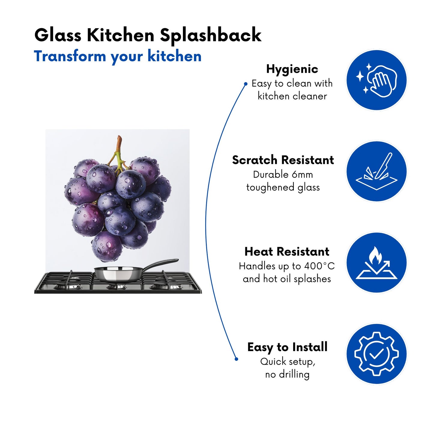 Glistening Grapes Cluster Kitchen Splashback