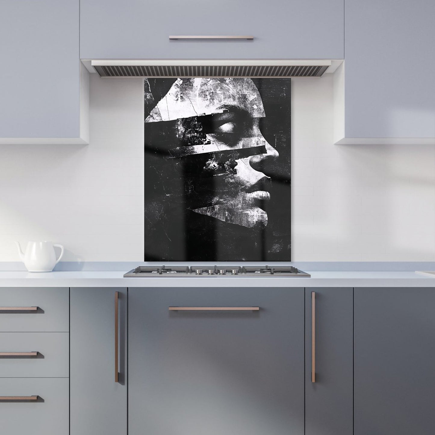 Fragmented Silhouette in Black and White Kitchen Splashback