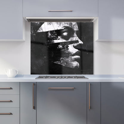 Fragmented Silhouette in Black and White Kitchen Splashback