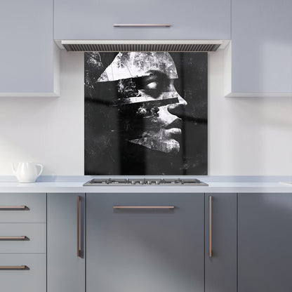 Fragmented Silhouette in Black and White Kitchen Splashback