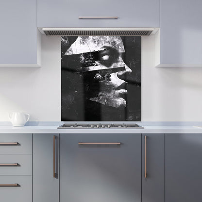 Fragmented Silhouette in Black and White Kitchen Splashback