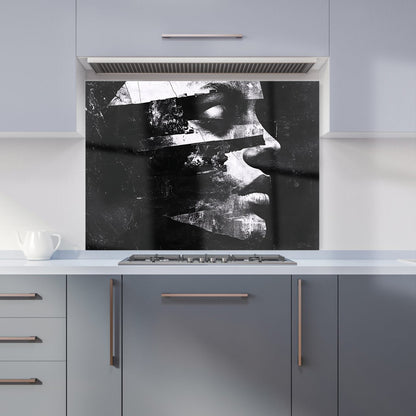 Fragmented Silhouette in Black and White Kitchen Splashback