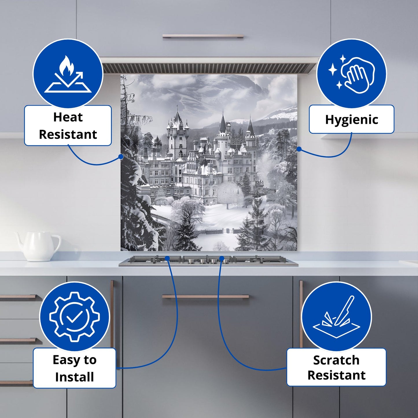 Snow-Covered Balmoral Castle Kitchen Splashback