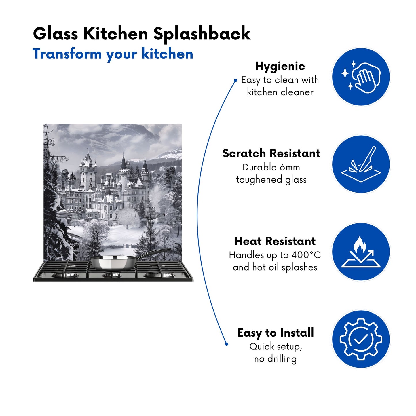 Snow-Covered Balmoral Castle Kitchen Splashback
