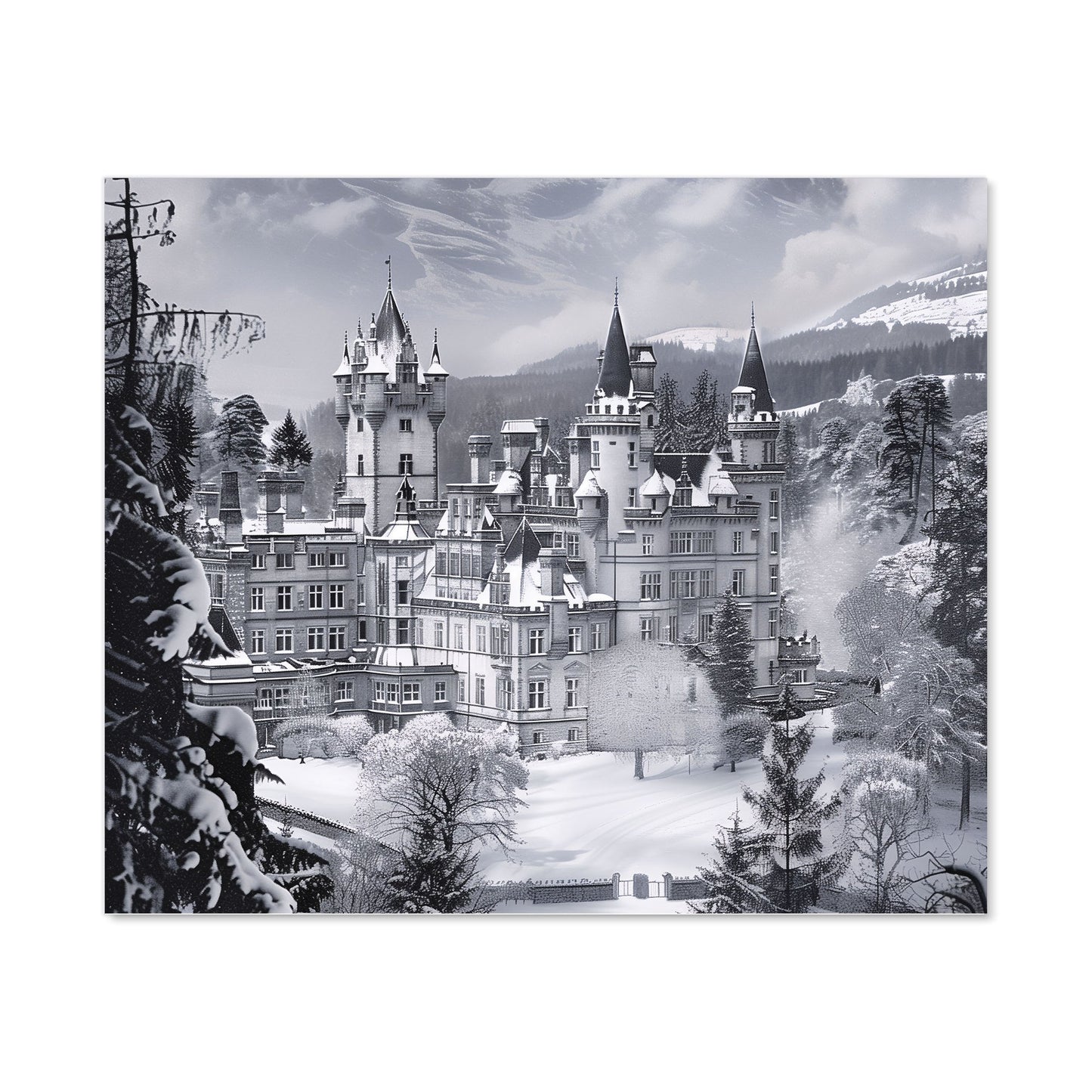 Snow-Covered Balmoral Castle Kitchen Splashback