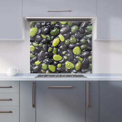 Emerald and Onyx Pebble Design Kitchen Splashback