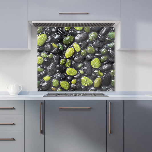Emerald and Onyx Pebble Design Kitchen Splashback
