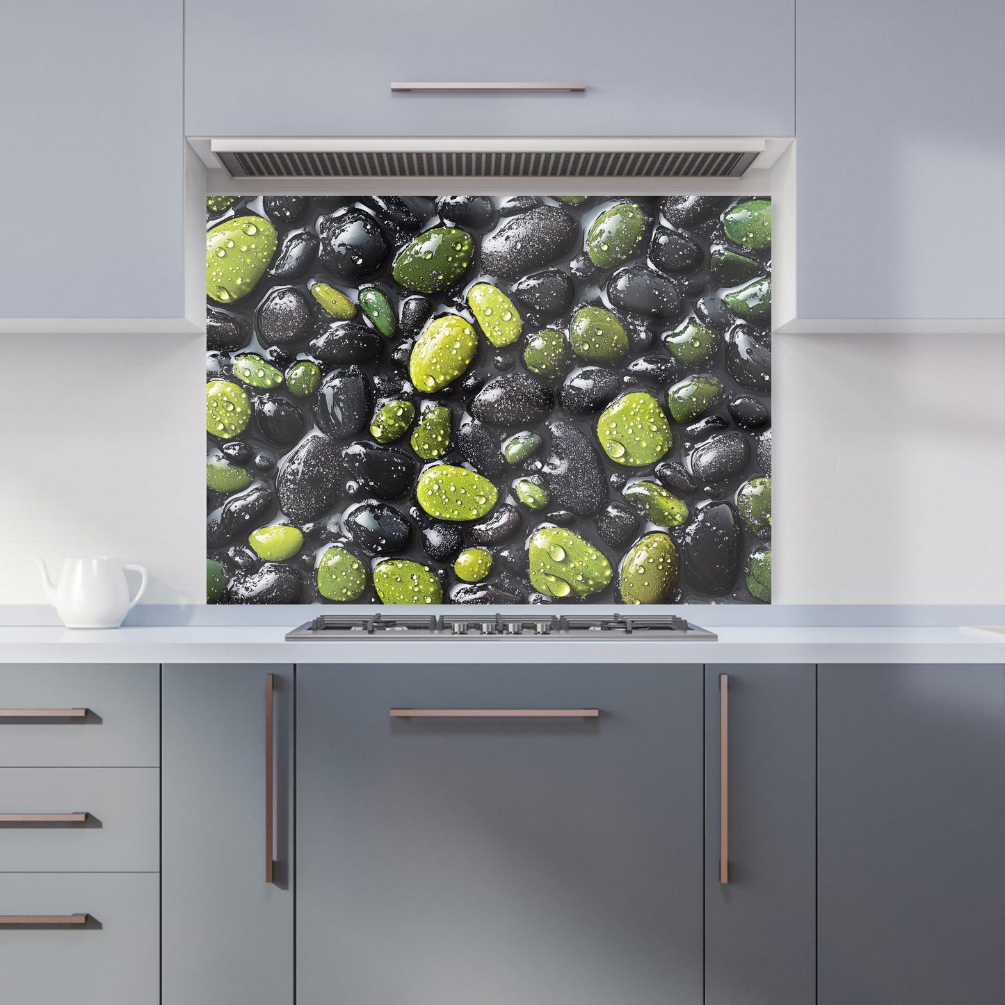 Emerald and Onyx Pebble Design Kitchen Splashback