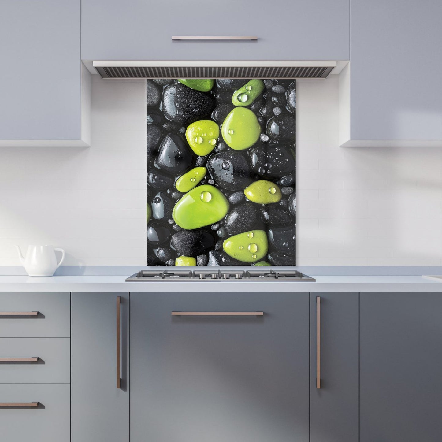 Lime and Charcoal Pebble Harmony Kitchen Splashback