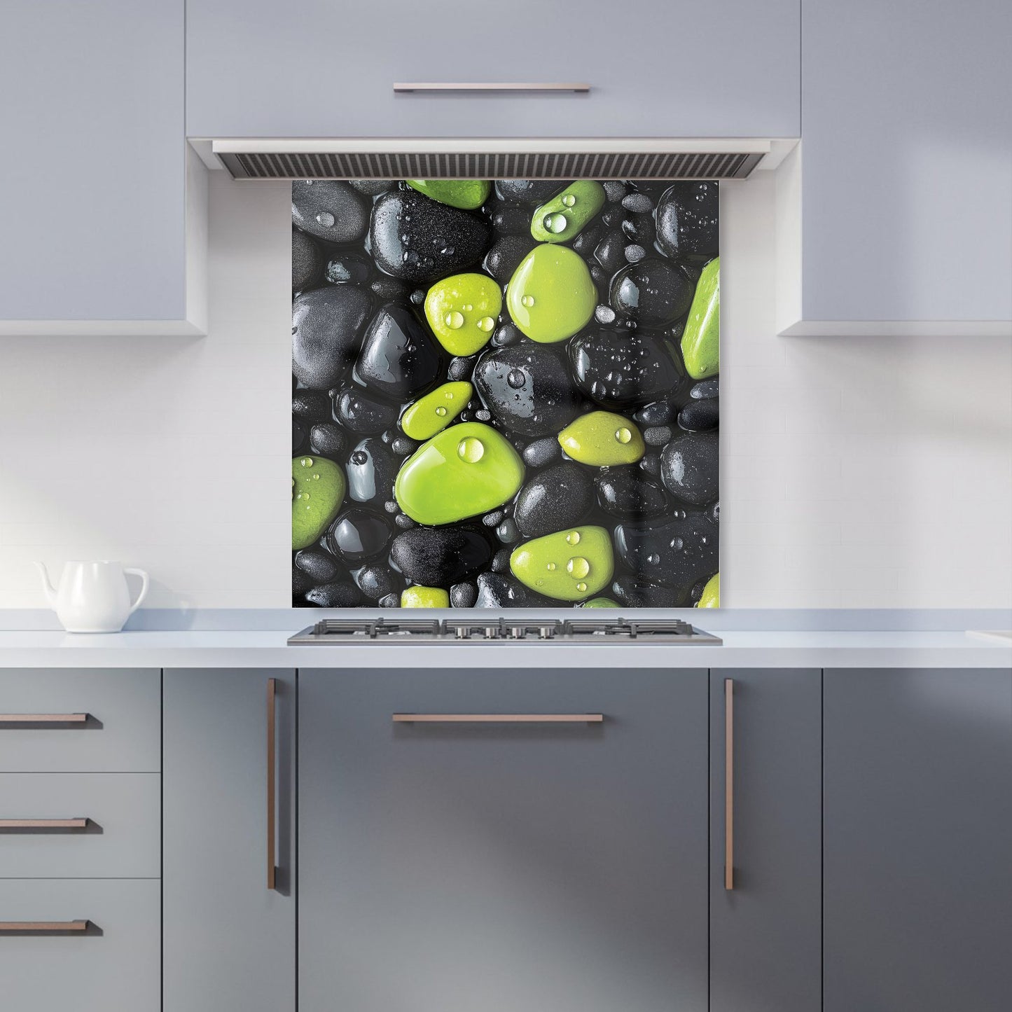 Lime and Charcoal Pebble Harmony Kitchen Splashback