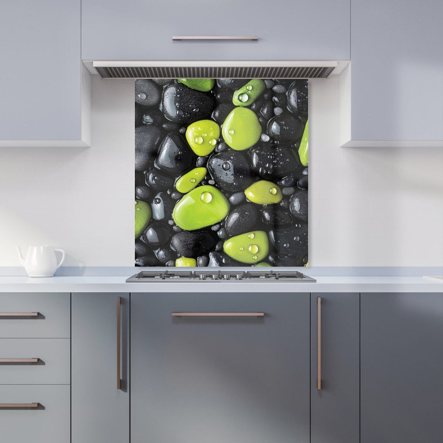 Lime and Charcoal Pebble Harmony Kitchen Splashback