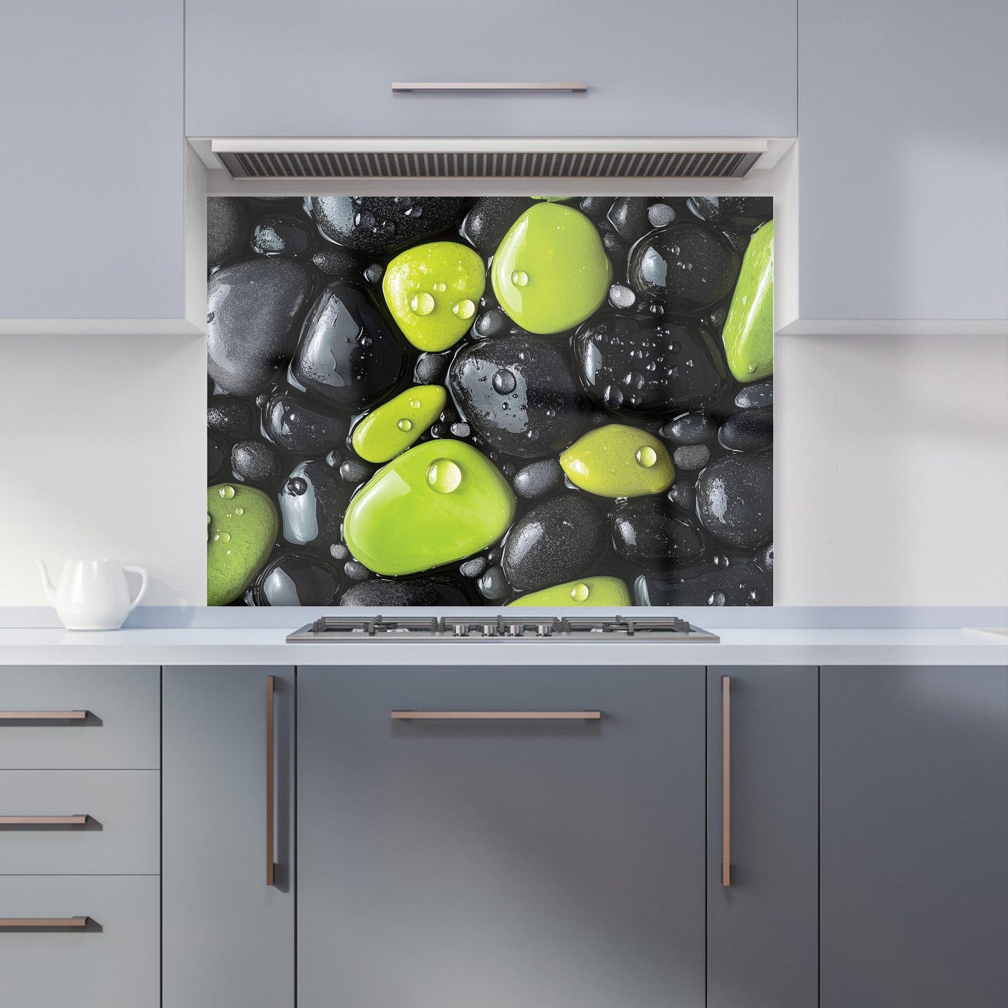 Lime and Charcoal Pebble Harmony Kitchen Splashback
