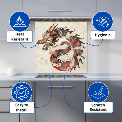 Majestic Chinese Dragon Swirl Kitchen Splashback