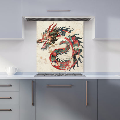 Majestic Chinese Dragon Swirl Kitchen Splashback