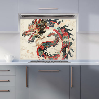 Majestic Chinese Dragon Swirl Kitchen Splashback