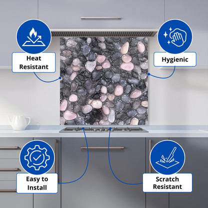 Glossy Pebbles in Soft Hues Kitchen Splashback