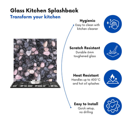 Glossy Pebbles in Soft Hues Kitchen Splashback