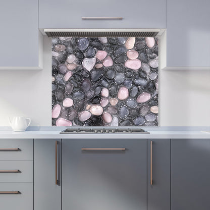 Glossy Pebbles in Soft Hues Kitchen Splashback