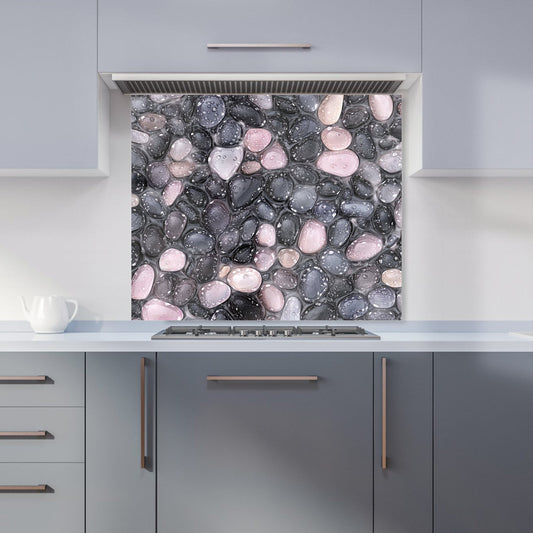 Glossy Pebbles in Soft Hues Kitchen Splashback