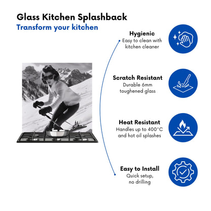 Vintage Skiing Chic Kitchen Splashback