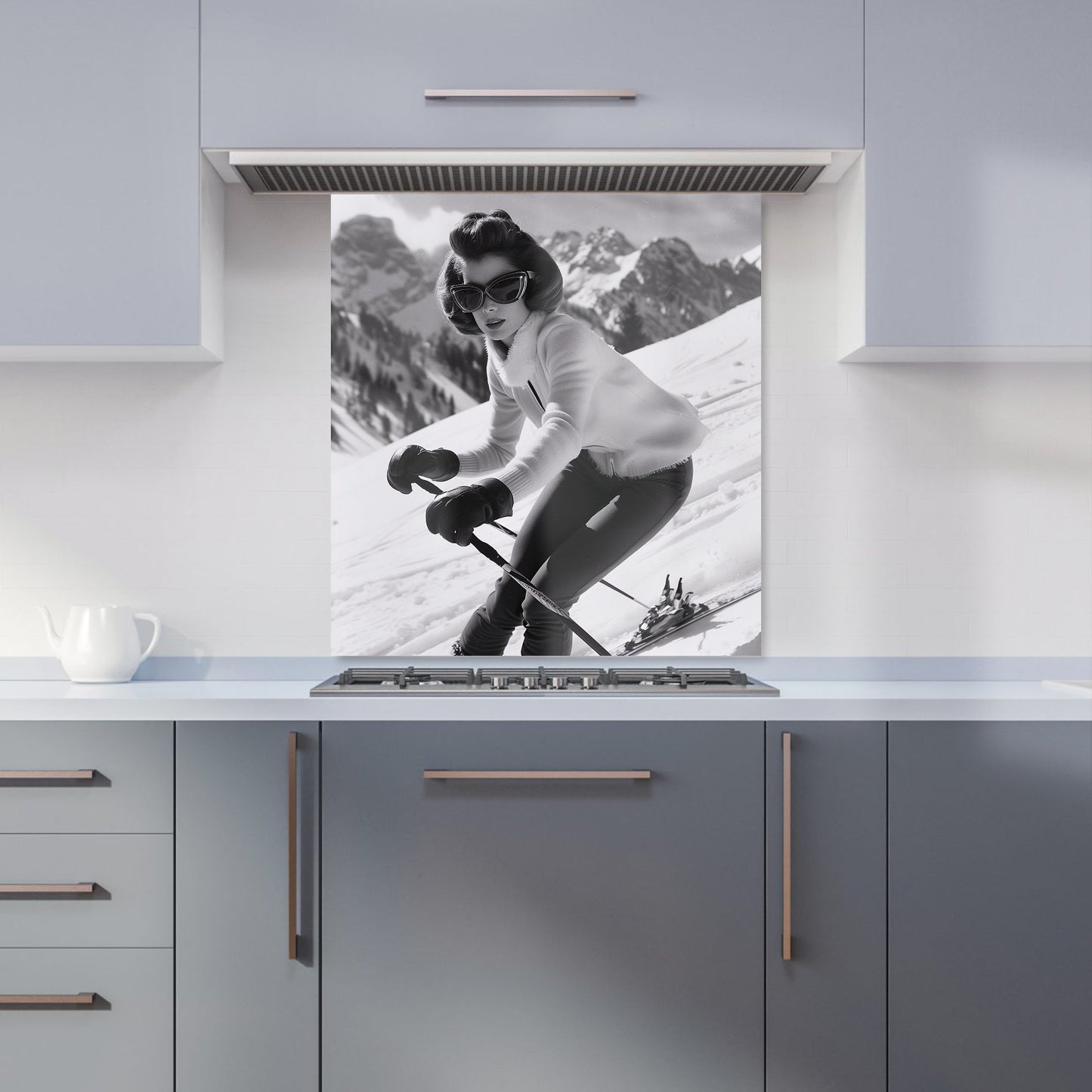 Vintage Skiing Chic Kitchen Splashback