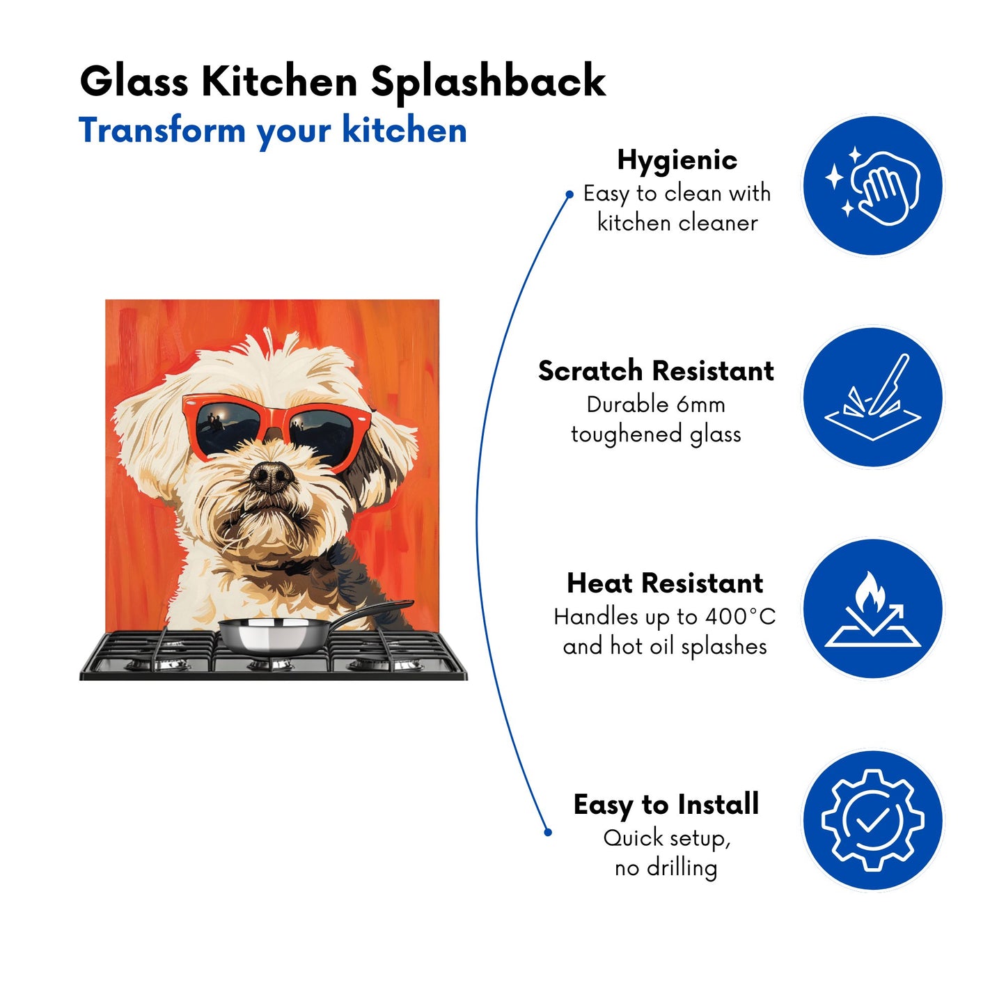 Cool Pup in Sunglasses Kitchen Splashback