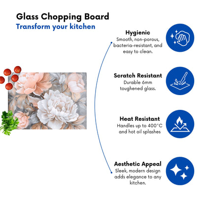 Blush Blossoms On Silver Chopping Board