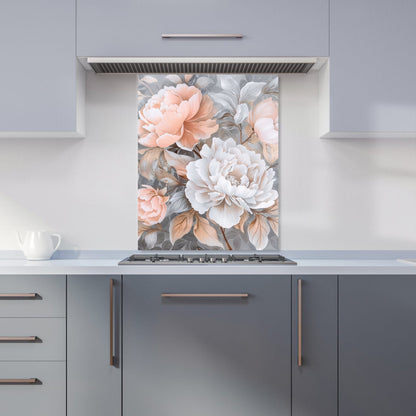 Blush Blossoms on Silver Kitchen Splashback