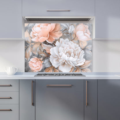 Blush Blossoms on Silver Kitchen Splashback