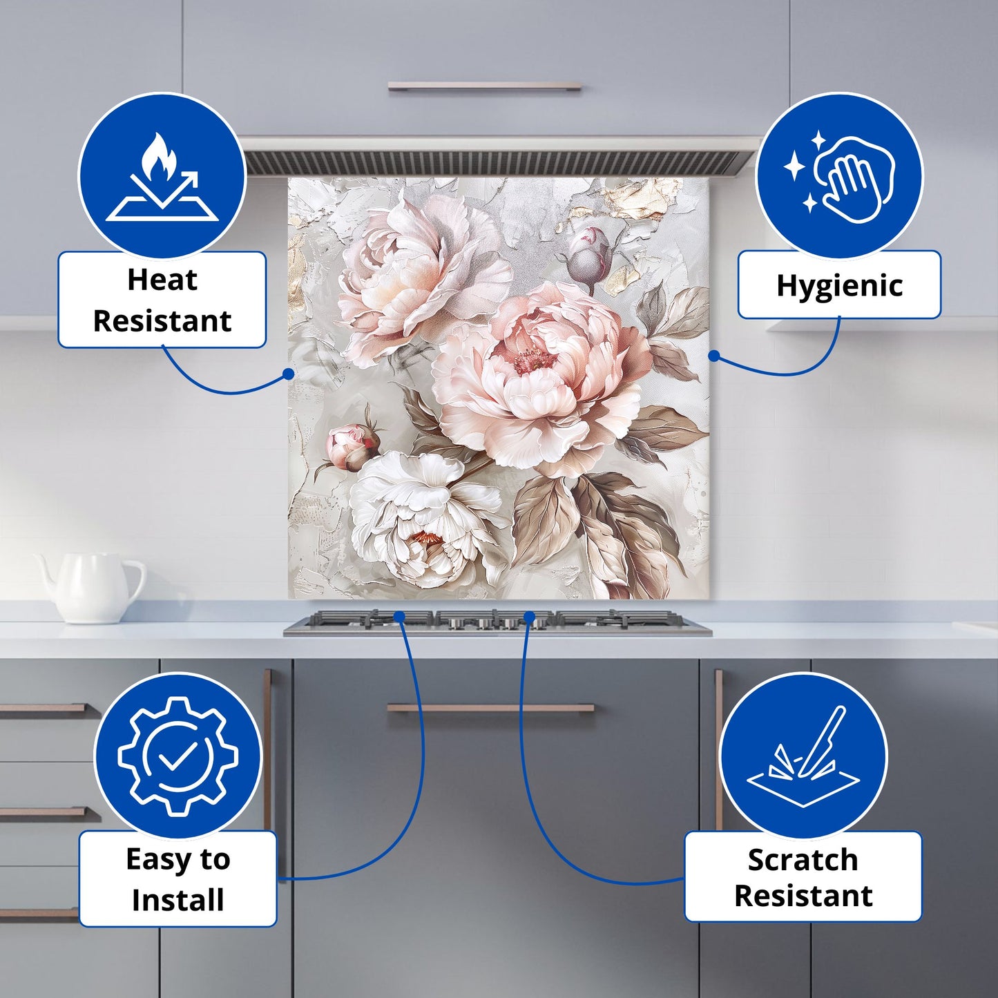 Vintage Rose Elegance Kitchen Splashback