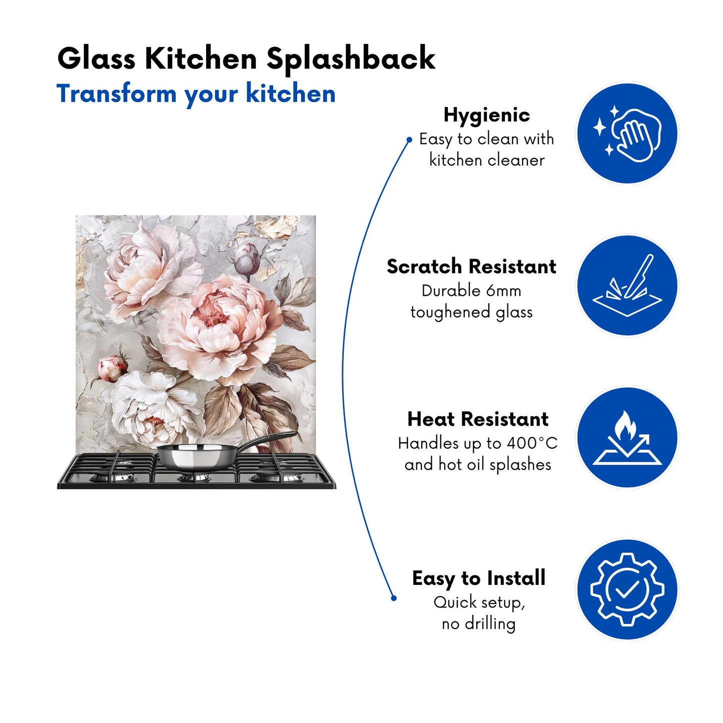 Vintage Rose Elegance Kitchen Splashback