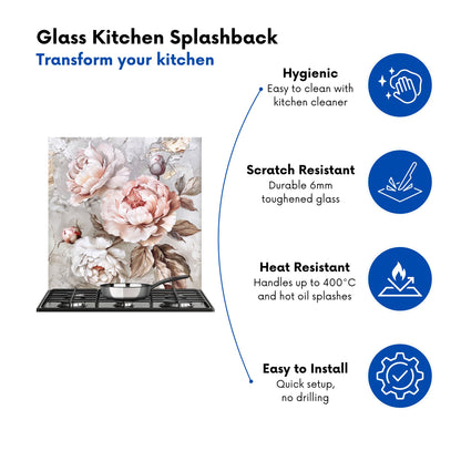 Vintage Rose Elegance Kitchen Splashback