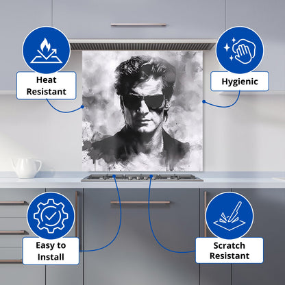 Cool Icon in Monochrome Kitchen Splashback