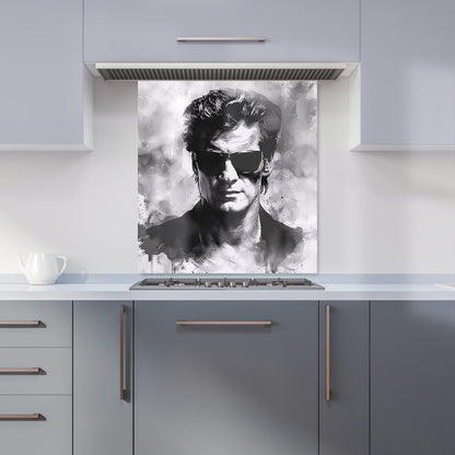 Cool Icon in Monochrome Kitchen Splashback