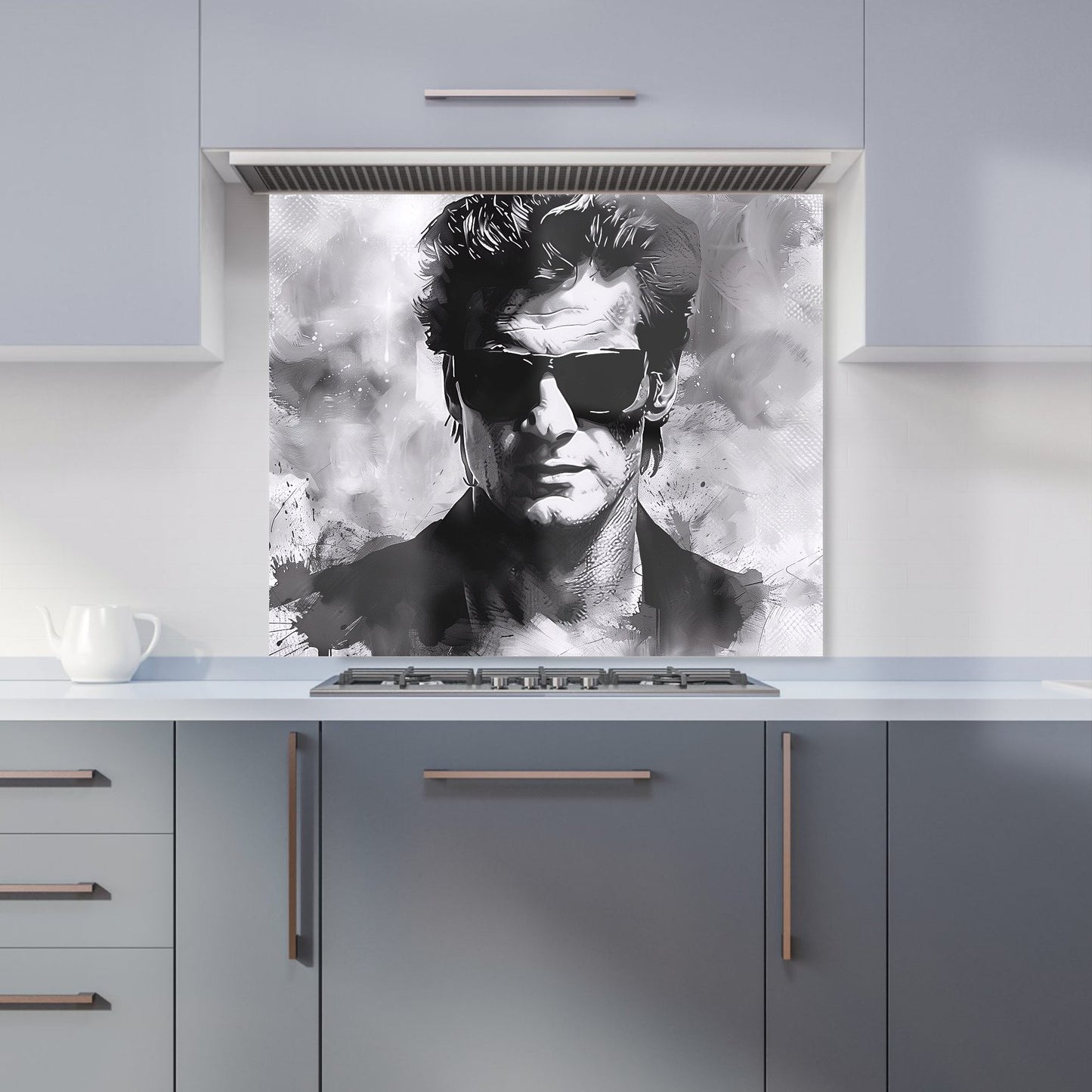 Cool Icon in Monochrome Kitchen Splashback