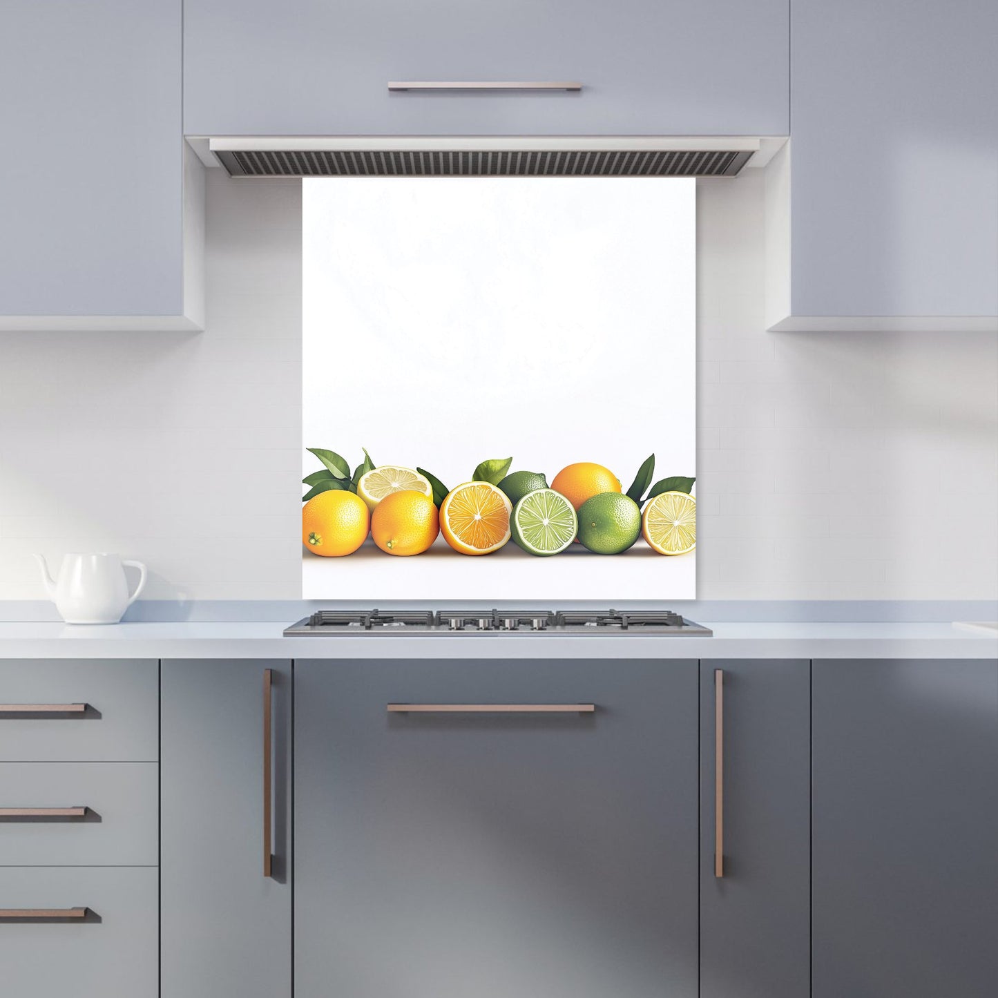 Citrus Parade on White Kitchen Splashback