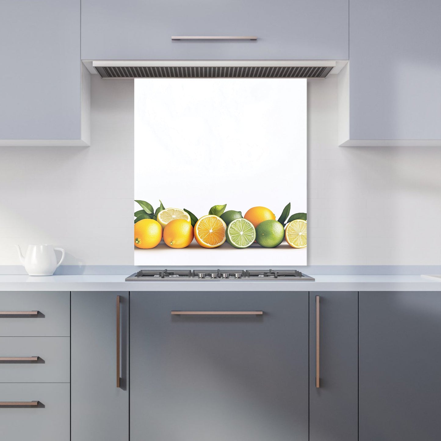 Citrus Parade on White Kitchen Splashback