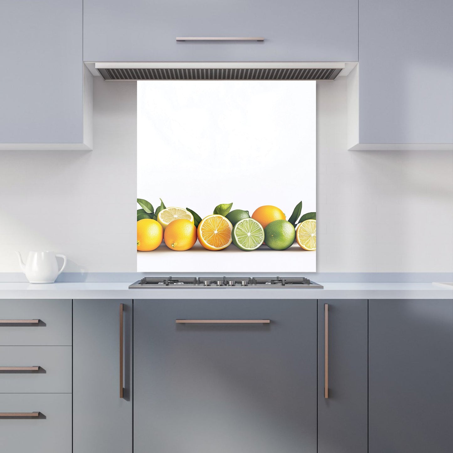 Citrus Parade on White Kitchen Splashback