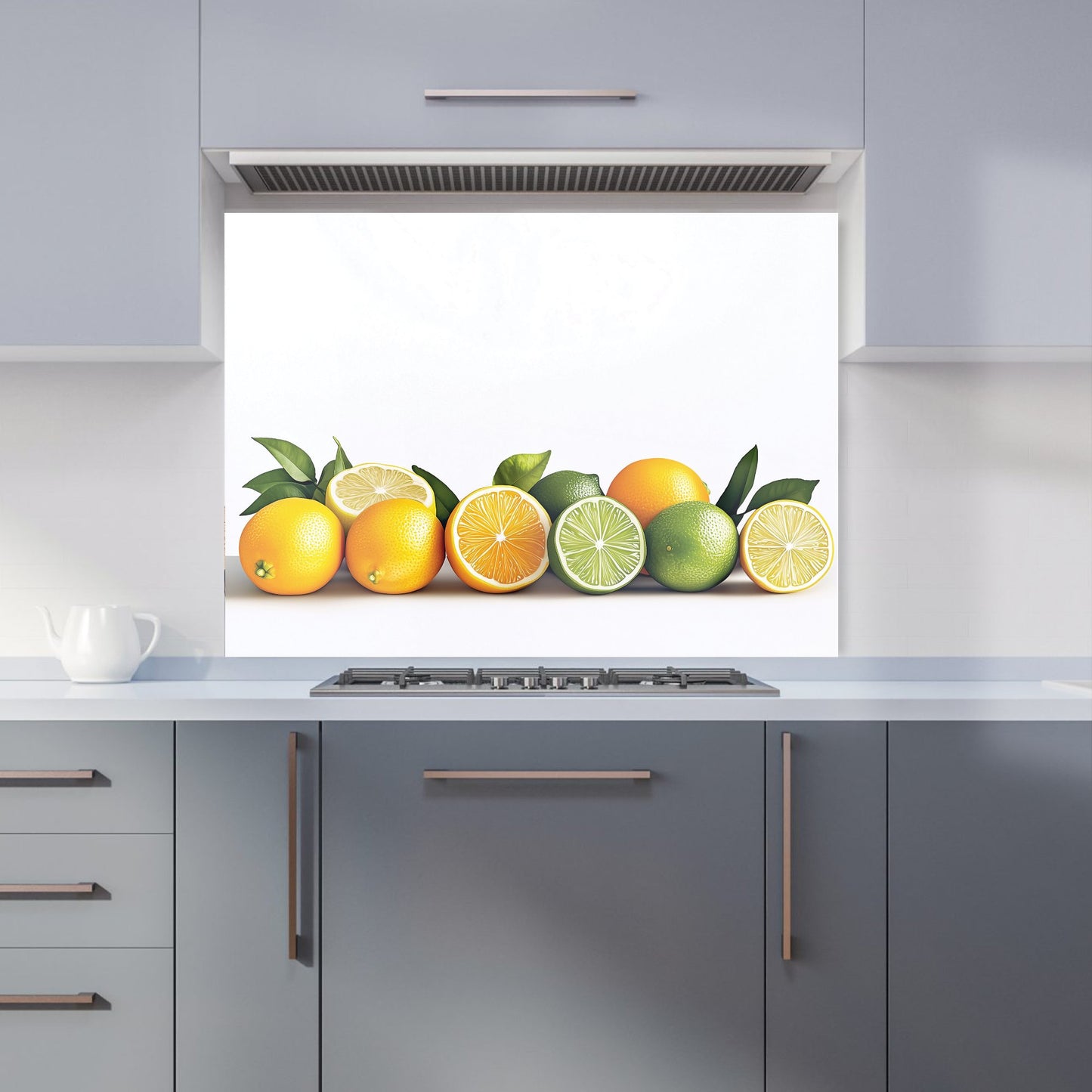 Citrus Parade on White Kitchen Splashback