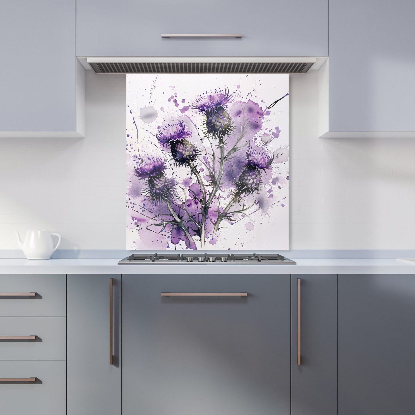 Vibrant Scottish Thistle Art Kitchen Splashback