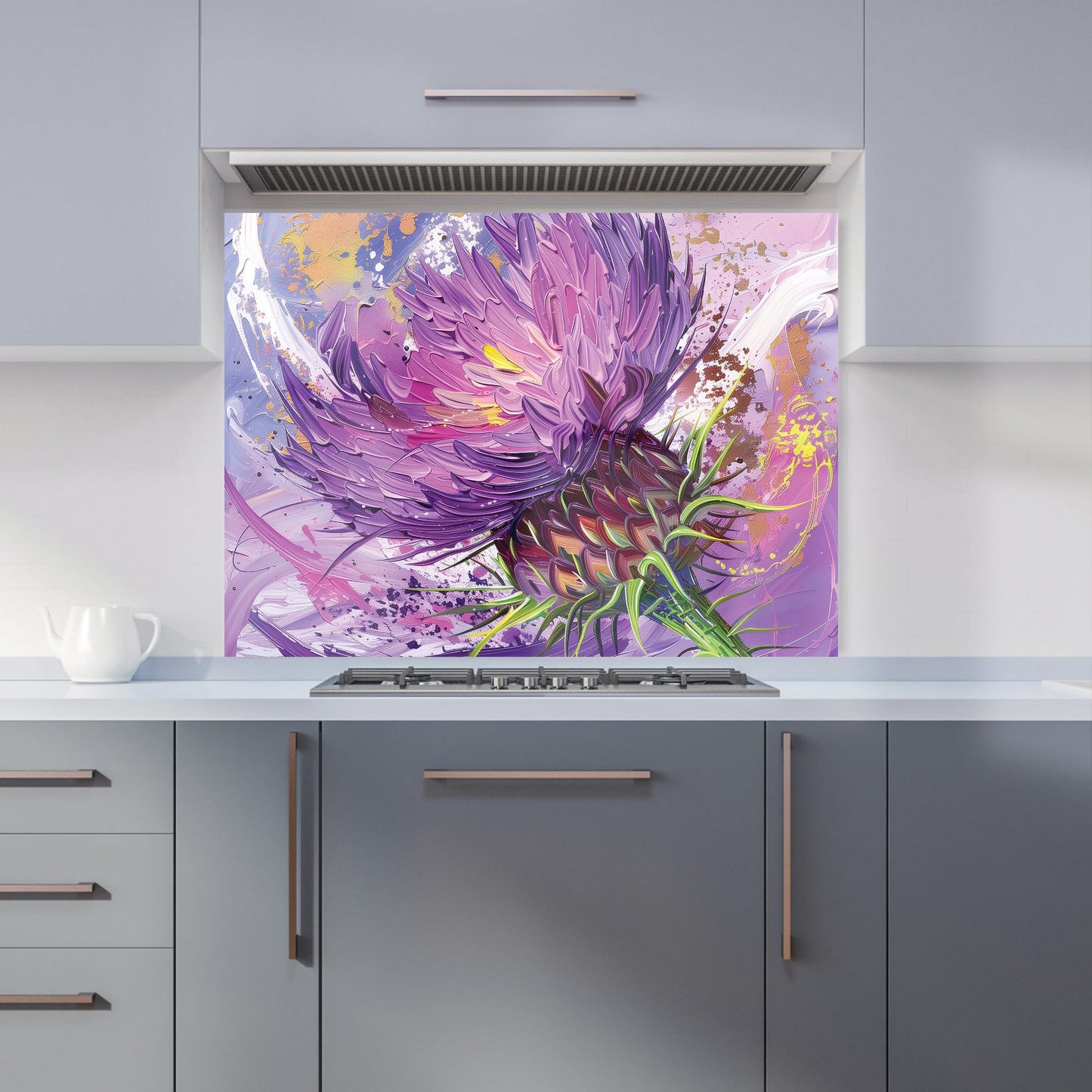 Abstract Thistle Explosion Kitchen Splashback